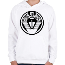 PRINTFASHION Csillagkapu csk1 logo - Gyerek kapucnis pulóver - Fehér gyerek pulóver, kardigán