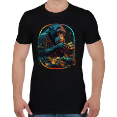 PRINTFASHION Csimpánz gyümölcsöt eszik - Férfi póló - Fekete