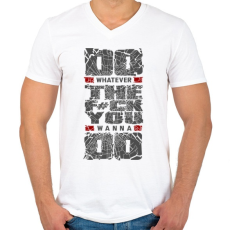 PRINTFASHION Csináld amit szeretnél - Férfi V-nyakú póló - Fehér