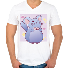 PRINTFASHION Csincsilla - Férfi V-nyakú póló - Fehér férfi póló