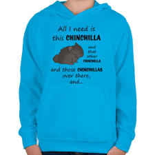 PRINTFASHION Csincsilla - Gyerek kapucnis pulóver - Azúrkék gyerek pulóver, kardigán