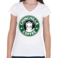 PRINTFASHION Csincsilla kávé - Női V-nyakú póló - Fehér női póló