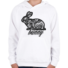 PRINTFASHION Csipke nyuszi - Gyerek kapucnis pulóver - Fehér gyerek pulóver, kardigán