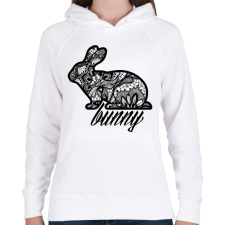 PRINTFASHION Csipke nyuszi - Női kapucnis pulóver - Fehér női pulóver, kardigán