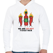 PRINTFASHION Csípős szerelem - Férfi kapucnis pulóver - Fehér férfi pulóver, kardigán