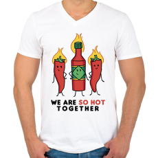 PRINTFASHION Csípős szerelem - Férfi V-nyakú póló - Fehér