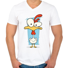 PRINTFASHION Csirke - Férfi V-nyakú póló - Fehér