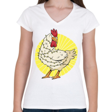 PRINTFASHION Csirke karácsony - Női V-nyakú póló - Fehér női póló