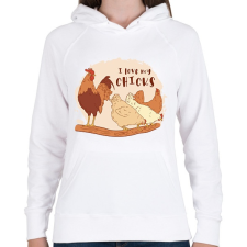 PRINTFASHION Csirkék - Női kapucnis pulóver - Fehér női pulóver, kardigán