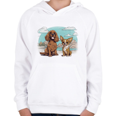 PRINTFASHION Csivava és spániel - Gyerek kapucnis pulóver - Fehér