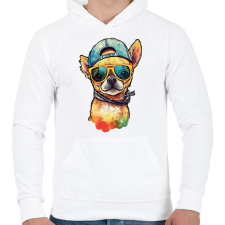 PRINTFASHION csivava - Férfi kapucnis pulóver - Fehér férfi pulóver, kardigán