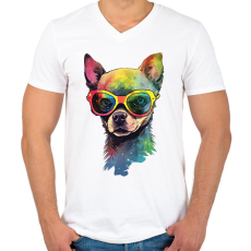 PRINTFASHION csivava - Férfi V-nyakú póló - Fehér