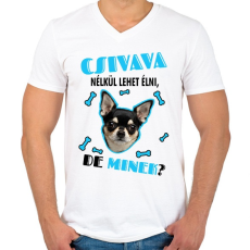 PRINTFASHION Csivava nélkül lehet élni, de minek? - Férfi V-nyakú póló - Fehér