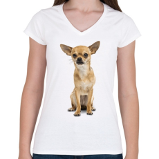 PRINTFASHION Csivava - Női V-nyakú póló - Fehér