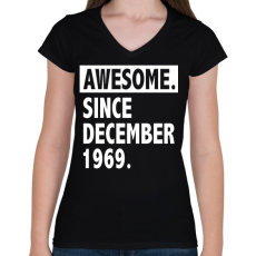 PRINTFASHION Csodálatos 1969 december óta - Női V-nyakú póló - Fekete