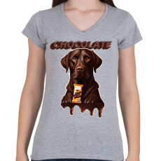 PRINTFASHION Csoki labrador - Női V-nyakú póló - Sport szürke