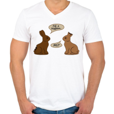 PRINTFASHION Csokinyulak - fáj a seggem - Férfi V-nyakú póló - Fehér férfi póló