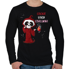PRINTFASHION Csokit vagy csalunk halloween csontváz - Férfi hosszú ujjú póló - Fekete férfi póló