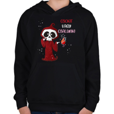 PRINTFASHION Csokit vagy csalunk halloween csontváz - Gyerek kapucnis pulóver - Fekete gyerek pulóver, kardigán