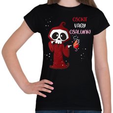PRINTFASHION Csokit vagy csalunk halloween csontváz - Női póló - Fekete
