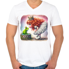 PRINTFASHION Csókolj meg! - Férfi V-nyakú póló - Fehér
