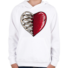 PRINTFASHION csontszív - Gyerek kapucnis pulóver - Fehér gyerek pulóver, kardigán