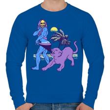 PRINTFASHION Csontváz a tengerparton - Férfi pulóver - Királykék férfi pulóver, kardigán