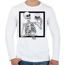 PRINTFASHION Csontváz borral - Férfi hosszú ujjú póló - Fehér férfi póló