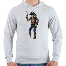 PRINTFASHION Csontváz Kalóz - Férfi kapucnis pulóver - Sport szürke
