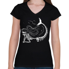PRINTFASHION Csontváz sellő - Női V-nyakú póló - Fekete női póló