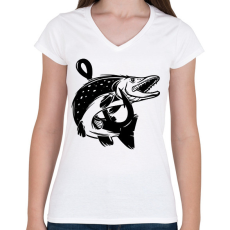 PRINTFASHION csuka - Női V-nyakú póló - Fehér