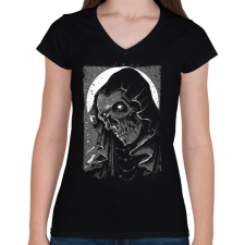 PRINTFASHION Csuklyás - Női V-nyakú póló - Fekete női póló