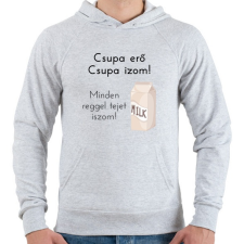 PRINTFASHION csupa erő csupa izom - Férfi kapucnis pulóver - Sport szürke férfi pulóver, kardigán