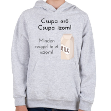 PRINTFASHION csupa erő csupa izom - Gyerek kapucnis pulóver - Sport szürke gyerek pulóver, kardigán