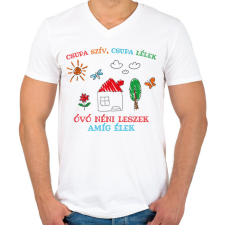 PRINTFASHION Csupa szív, csupa lélek - Óvó néni - Férfi V-nyakú póló - Fehér férfi póló