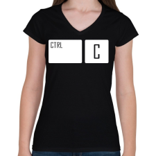 PRINTFASHION Ctrl + C - Női V-nyakú póló - Fekete női póló