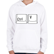 PRINTFASHION CTRL V - Gyerek kapucnis pulóver - Fehér