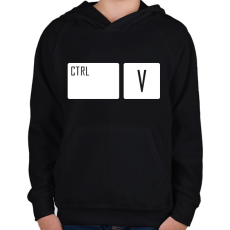 PRINTFASHION Ctrl + V - Gyerek kapucnis pulóver - Fekete