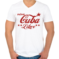 PRINTFASHION Cuba libre - Férfi V-nyakú póló - Fehér