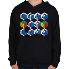 PRINTFASHION Cube id life - Gyerek kapucnis pulóver - Fekete gyerek pulóver, kardigán