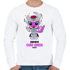 PRINTFASHION Cube Queen - Fortnite Season 8 - Férfi pulóver - Fehér férfi pulóver, kardigán