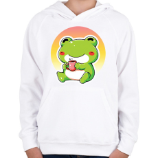 PRINTFASHION Cuki béka - Gyerek kapucnis pulóver - Fehér