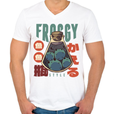 PRINTFASHION Cuki békák - Férfi V-nyakú póló - Fehér