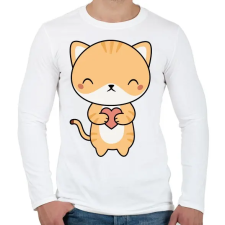 PRINTFASHION Cuki cica - Férfi hosszú ujjú póló - Fehér férfi póló