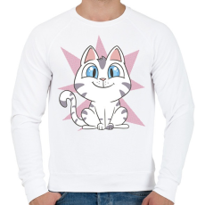PRINTFASHION Cuki cica - Férfi pulóver - Fehér