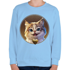 PRINTFASHION Cuki Cica - Gyerek pulóver - Világoskék