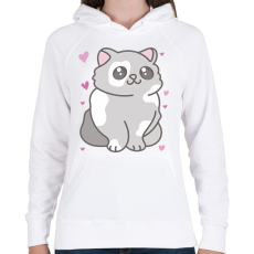 PRINTFASHION Cuki cica - Női kapucnis pulóver - Fehér