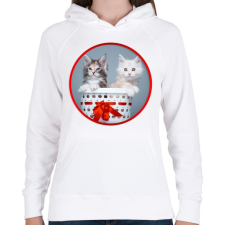 PRINTFASHION Cuki cicák - Női kapucnis pulóver - Fehér női pulóver, kardigán