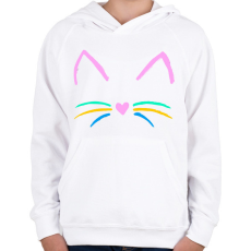 PRINTFASHION Cuki cicus - Gyerek kapucnis pulóver - Fehér