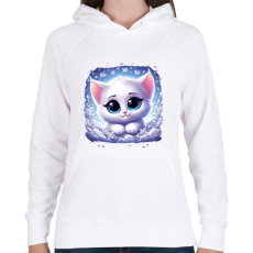 PRINTFASHION Cuki cicus - Női kapucnis pulóver - Fehér